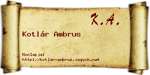 Kotlár Ambrus névjegykártya